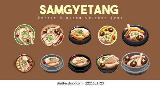 samgyetang vector set collection graphic clipart design