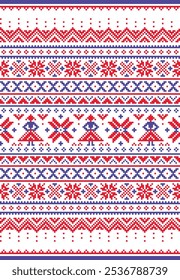 Sami folk art vector seamless pattern from Lapland winter traditional ornament, perfect for Christmas decorations. Non-AI generated