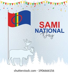 Sami National Day. 6th February. sami flag background 