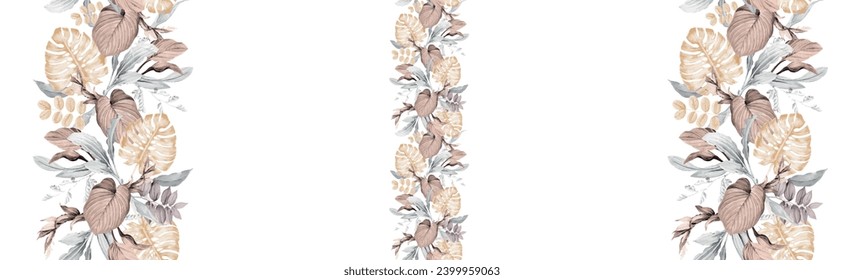 Samless water color flower and leaf design pattern.