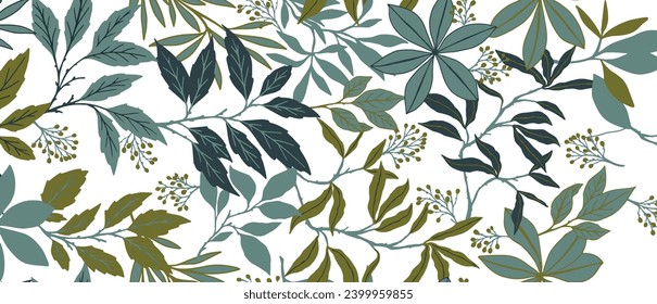 Samless water color flower and leaf design pattern.