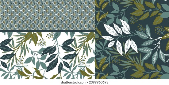 Samless water color flower and leaf design pattern.