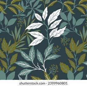 Samless water color flower and leaf design pattern.