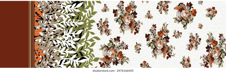 Samless Wasserfarbe Blume und Blatt Design Muster.