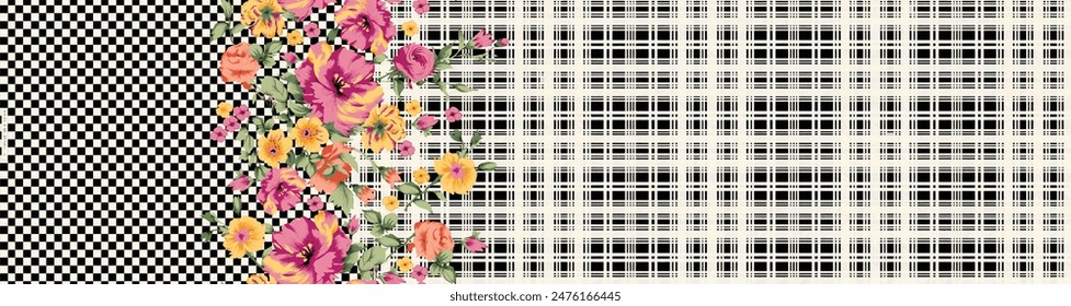 Samless water color flower and leaf design pattern.