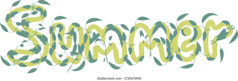 Sammer green lettering banner with leaves.Vector stock