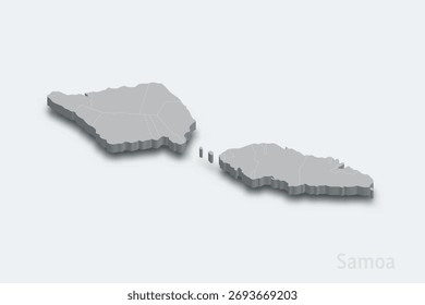 Samoa 3d isometric map with borders regions
