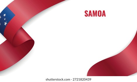 Samoa banner with flag ribbon and white background design.