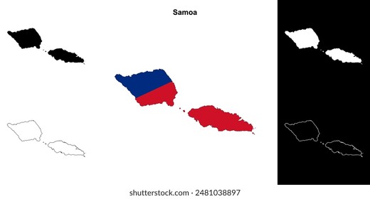 Samoa conjunto de mapas esquemáticos en blanco