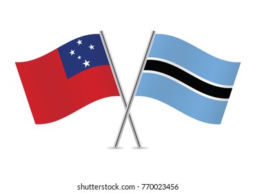 Samoa and Botswana flags.Vector illustration.