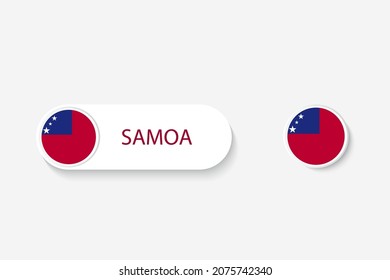 Samoa button flag in illustration of oval shaped with word of Samoa. And button flag Samoa. 