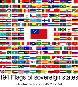 Samoa, collection of vector images of flags of the world