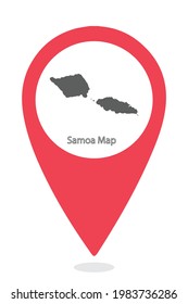 Samoa Country Map in Location Icon .