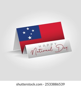 Samoa country paper flag standing on the ground. Happy national day flag design.