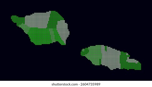 Samoa dotted map. Digital style map of the country on dark background. Samoa shape with square dots. Colored dots style. Small size squares. Awesome vector illustration.