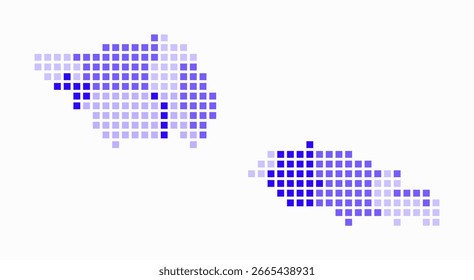 Mapa pontilhado de Samoa. Mapa de estilo digital do país sobre fundo branco. Forma de Samoa com pontos quadrados. Estilo de pontos coloridos. Quadrados grandes. Ilustração vetorial moderna.