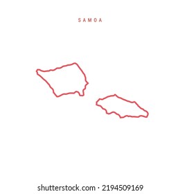 Samoa editable outline map. Samoan red border. Country name. Adjust line weight. Change to any color. Vector illustration.