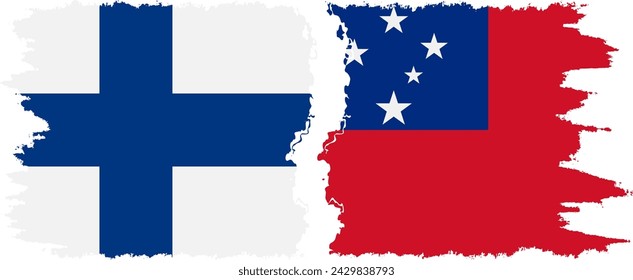Samoa and Finland grunge flags connection, vector