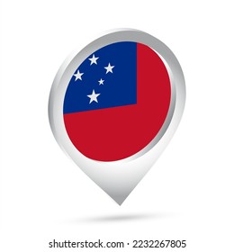 Samoa flag 3d pin icon. Vector illustration.