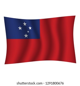 Samoa flag background with cloth texture.Samoa Flag vector illustration eps10. - Vector
