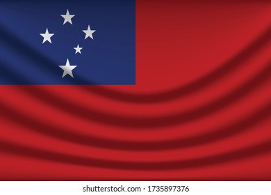 Fondo de la bandera de Samoa con textura de tela.Ilustración vectorial de la bandera de Samoa eps10. - Vector