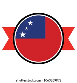 Samoa flag in glossy round button of icon. flag logo of Samoa emblem isolated on white background, Samoa national concept sign, Vector illustration.