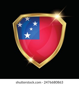 Samoa Flag Golden Shield Logo