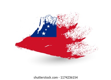 Samoa flag. Hand drawn style. Brush painted illustration with a grunge effect.