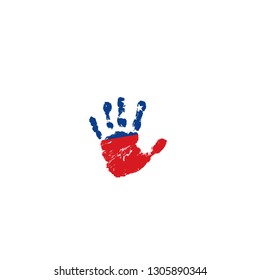 Samoa flag and hand on white background. Vector illustration