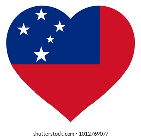 samoa flag in heart vector illustration sign. Flag of samoa in the shape of Heart with contrasting contour, symbol of love for his country or valentine day, patriotism.