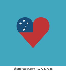 Samoa flag icon in a heart shape in flat design. Independence day or National day holiday concept.