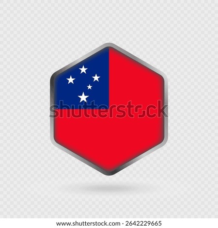 Samoa Flag Icon in Hexagon Shape.