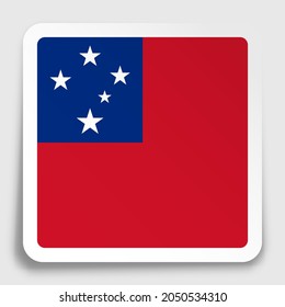 Samoa flag icon on paper square sticker with shadow. Button for mobile application or web. Vector
