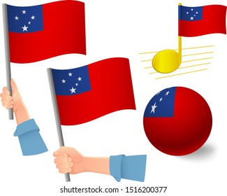 Samoa flag icon set. National flag of Samoa vector illustration