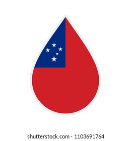 Samoa flag icon. Water icon. Drop water. Samoa badge. Flag drop.