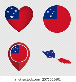 Samoa Flag Icons Pack. Vector illustration.