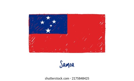 Samoa Flag Marker or Pencil Sketch Illustration Vector