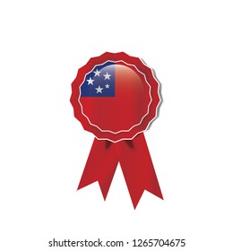 Samoa flag medal vector design.  Realistic 3D red color