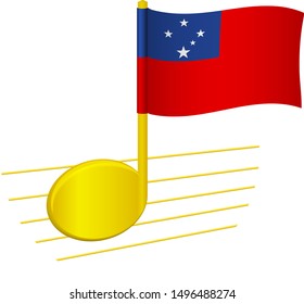 Samoa flag and musical note. Music background. National flag of Samoa and music festival concept vector illustration