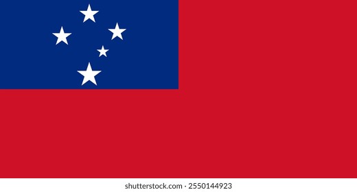 Samoa flag in official colors, dimensions and aspect ratio. Vector flag symbolizing national pride, identity, heritage, patriotism and authority