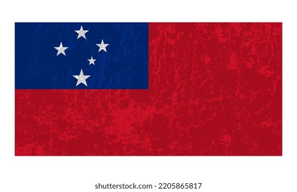 Bandera de Samoa, colores oficiales y proporción. Ilustración vectorial.