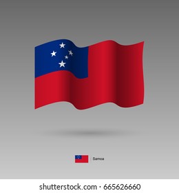 Samoa flag. Official colors and proportion correctly. High detailed vector illustration. 3d and isometry. EPS10