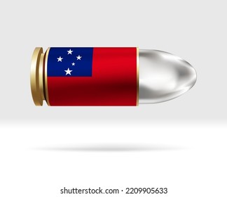 Samoa flag on bullet. A bullet danger moving through the air. Flag template. Easy editing and vector in groups. National flag vector illustration on background.