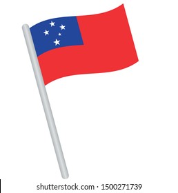 Samoa  flag on a pole. Simple vector Samoa  flag