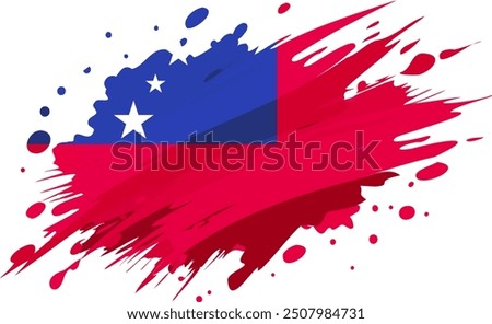 Samoa flag painted with Grunge brush stroke, watercolor flag style.