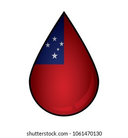 The Samoa flag painted on 3D water drop