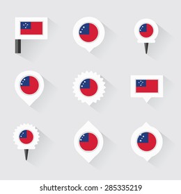samoa flag and pins for infographic, and map design
