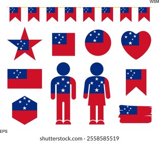 Samoa flag set. Isolated Samoa flag on white background