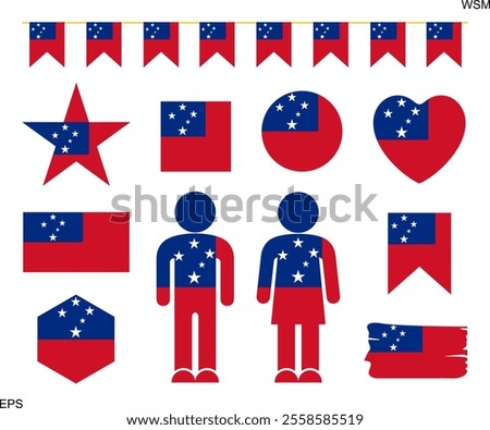 Samoa flag set. Isolated Samoa flag on white background