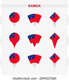 Bandera de Samoa, conjunto de iconos de la bandera de Samoa. Ilustración vectorial de los símbolos nacionales.